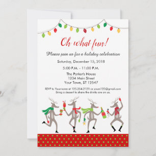 Dancing Reindeer Holiday Party Christmas time Invitation