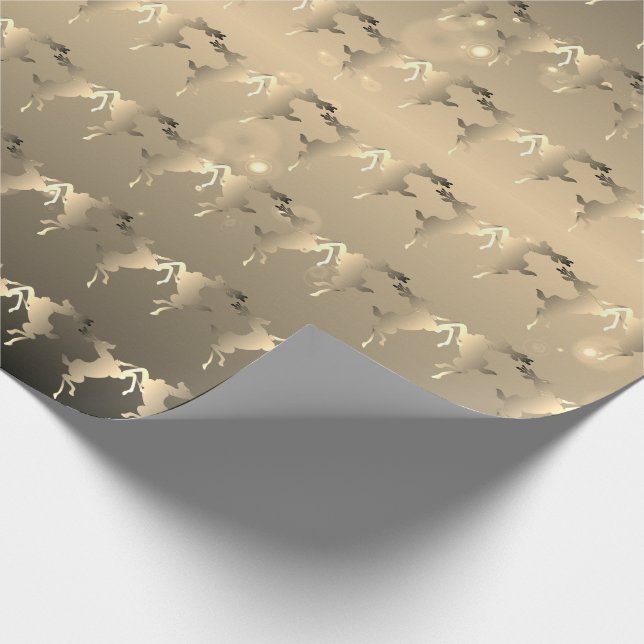 Dancing Reindeer Pale Bronze Wrapping Paper (Corner)
