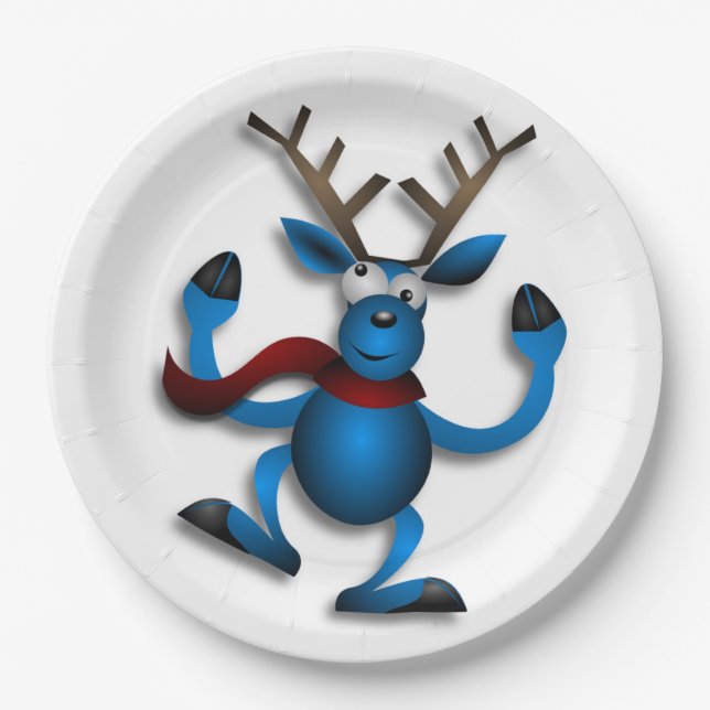 DANCING REINDEER PAPER PLATE (Front)
