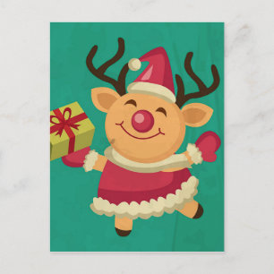 Dancing Reindeer Postcard