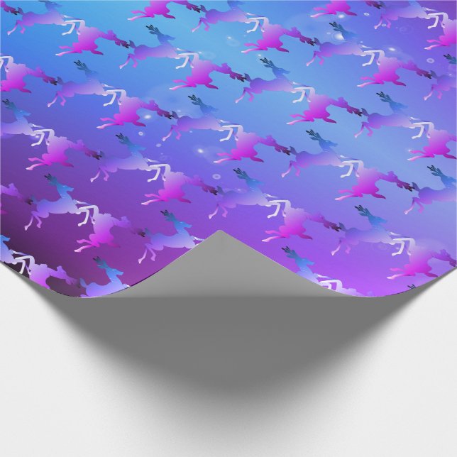 Dancing Reindeer Purple Gradient Wrapping Paper (Corner)
