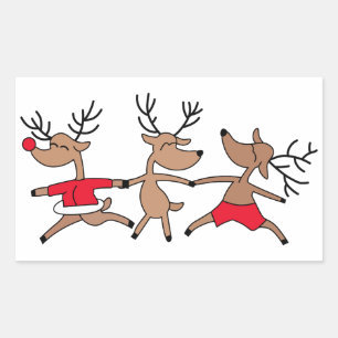 Dancing Reindeer Rectangular Sticker