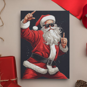 Dancing Rocker Santa Holiday Card