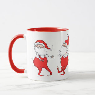 Dancing Santa Claus illustrated Christmas Mug