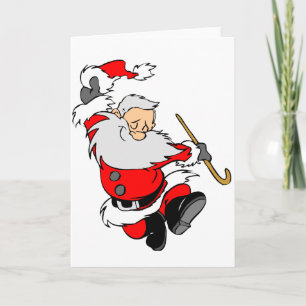 Dancing Santa Claus on Christmas Holiday Card