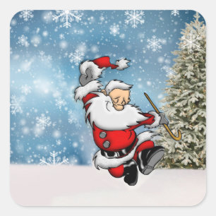 Dancing Santa Claus Square Sticker