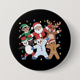 Dancing Santa Elf and friends 7.5 Cm Round Badge