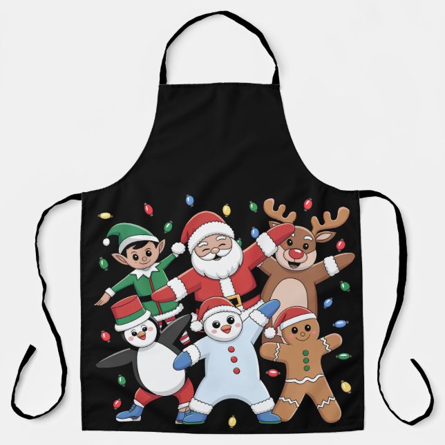 Dancing Santa Elf and friends Apron (Front)