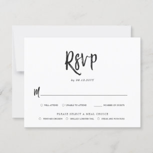 Dancing Script Black Wedding RSVP Meal Choice