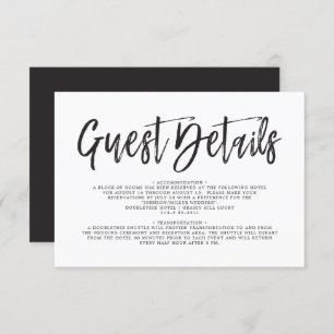 Dancing Script Black White Wedding Guest Details Invitation