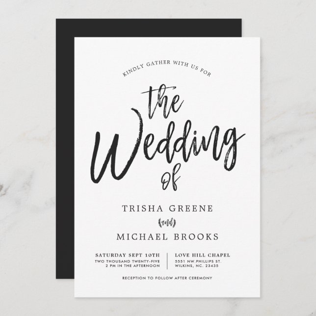 Dancing Script Minimalist Wedding Invitation (Front/Back)