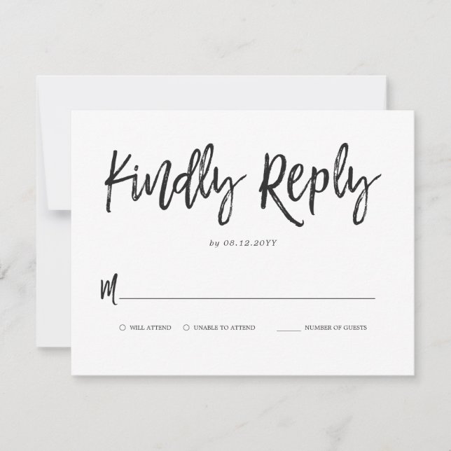 Dancing Script Wedding Minimal Reply Card (Front)