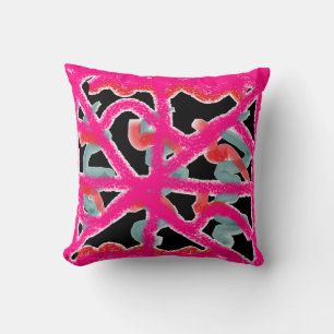 Dancing shocking lightening pink and black sofa cushion