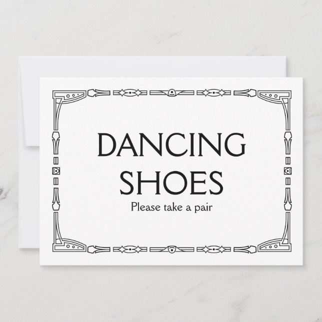 "Dancing Shoes" Art Deco Style Wedding Sign Invitation (Front)