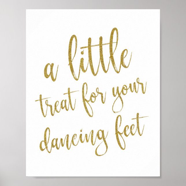 Dancing Shoes Shoes Gold Glitter 8x10 Wedding Sign (Front)