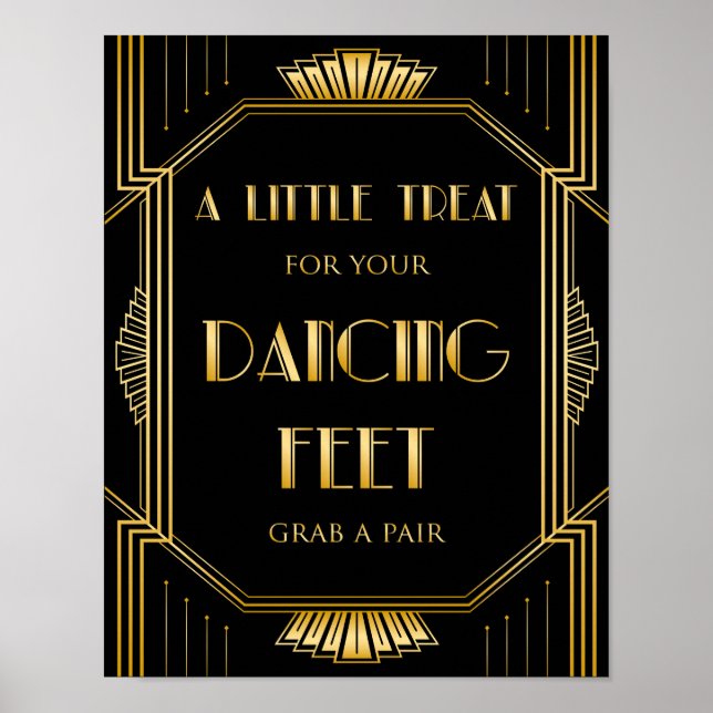 Dancing Shoes Wedding Sign | Gatsby Art Deco (Front)