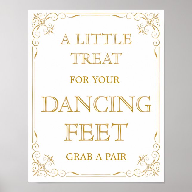 Dancing Shoes Wedding Sign | Gatsby Art Deco (Front)