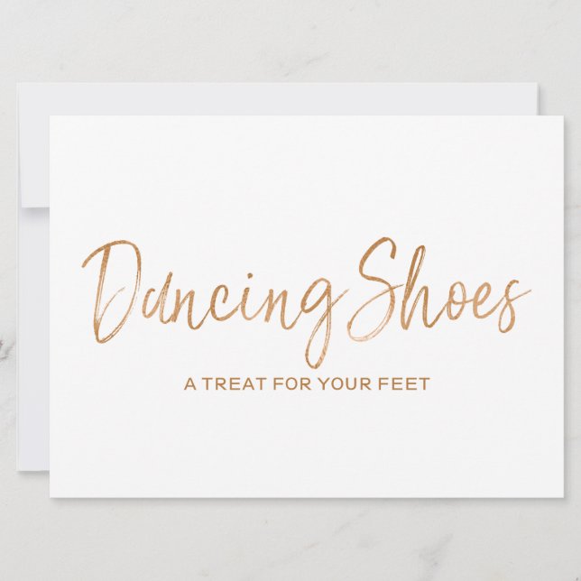 "Dancing Shoes" Wedding Sign | Stylish Gold Rose Invitation (Front)