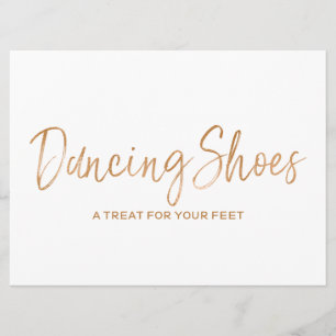 "Dancing Shoes" Wedding Sign Stylish Gold Rose Invitation