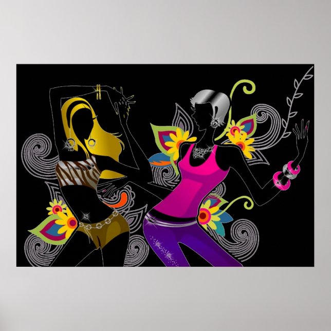 Dancing Silhouette Girls Poster (Front)