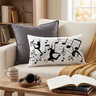 Dancing Silhouettes Music Notes Lumbar Cushion
