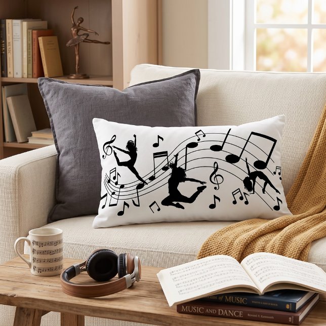Dancing Silhouettes Music Notes Lumbar Cushion (Creator Uploaded)