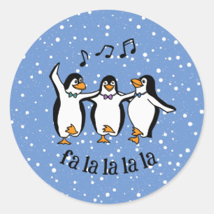 Dancing Singing Penguins Design Classic Round Sticker