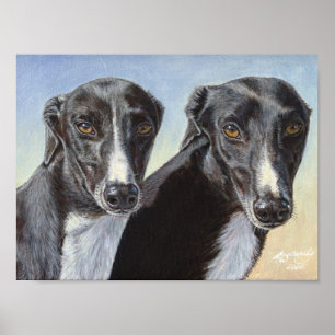 Dancing Sisters Greyhound Dog poster