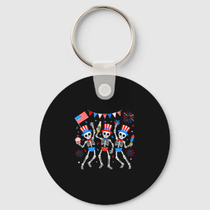 Dancing skeleton 4th of july merica usa american key ring