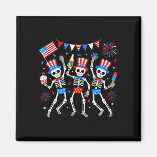 Dancing skeleton 4th of july merica usa american magnet