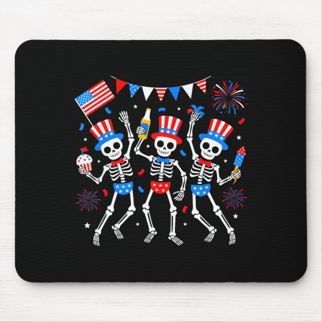Dancing skeleton 4th of july merica usa american mouse pad (Front)