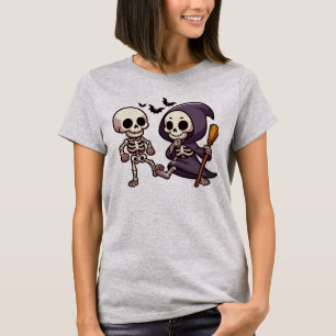 Dancing Skeleton and Witcher Halloween T-Shirt 