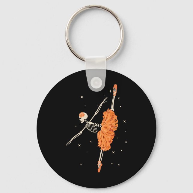 Dancing Skeleton Ballerina Ballet Dance Halloween  Key Ring (Front)