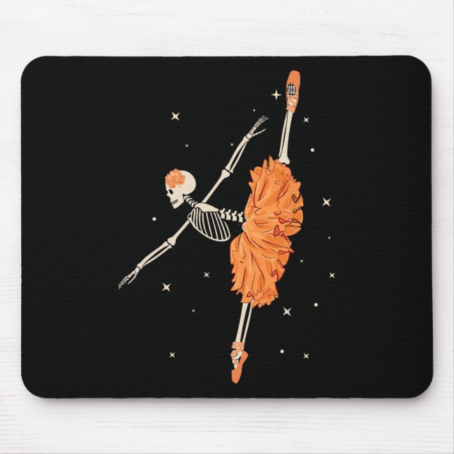 Dancing Skeleton Ballerina Ballet Dance Halloween  Mouse Pad (Front)