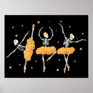Dancing Skeleton Ballerina Ballet Dance Halloween Poster