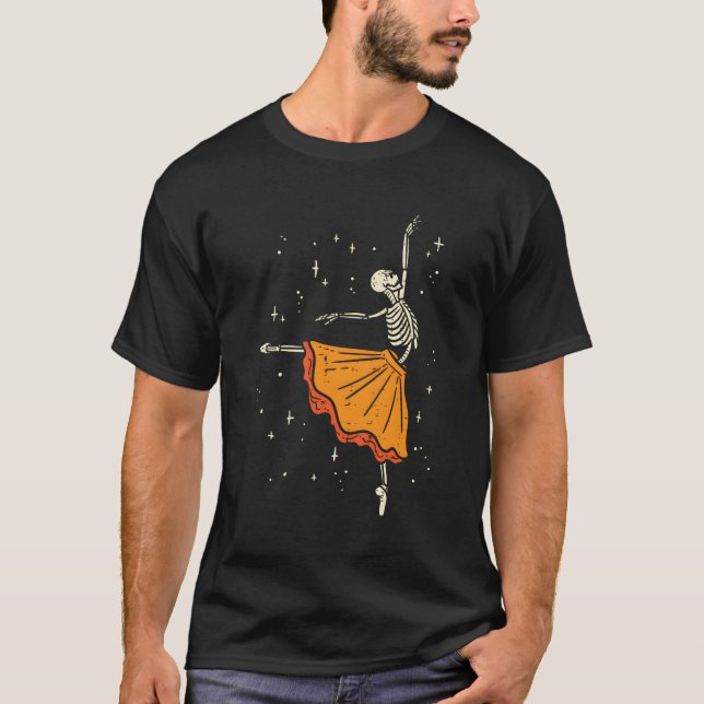 Dancing Skeleton Ballerina Ballet Dance Halloween T-Shirt (Front)