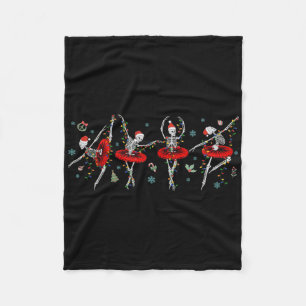 Dancing Skeleton Ballet Ballerina Christmas Girls Fleece Blanket