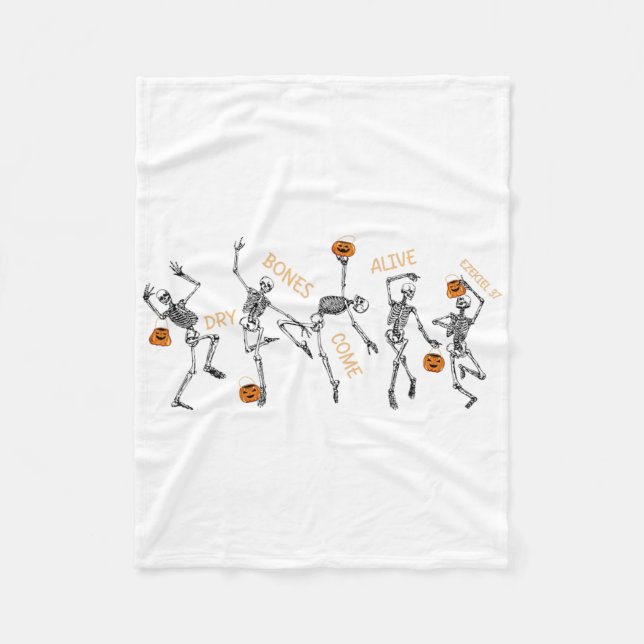 Dancing Skeleton Bible Verse Dry Bones Come Alive  Fleece Blanket (Front)