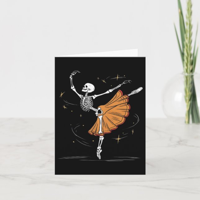 Dancing Skeleton Byllerina Byllet Dance Halloween  Card (Front)