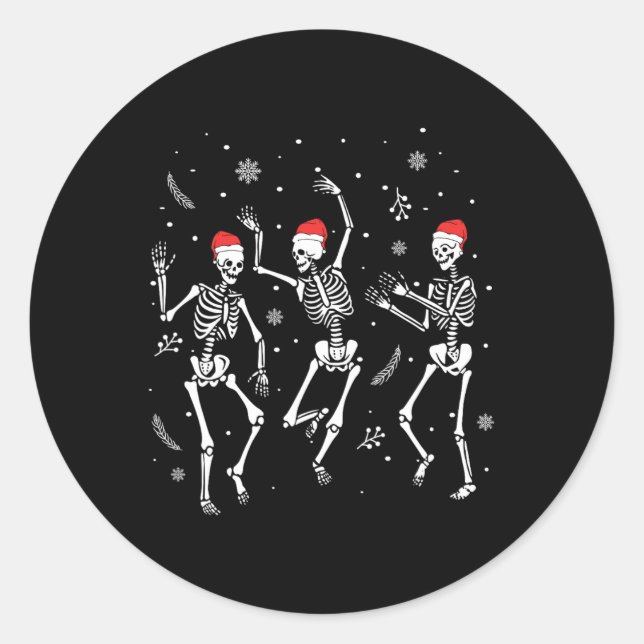 Dancing Skeleton Christmas 2025 Spooky Funny Chris Classic Round Sticker (Front)