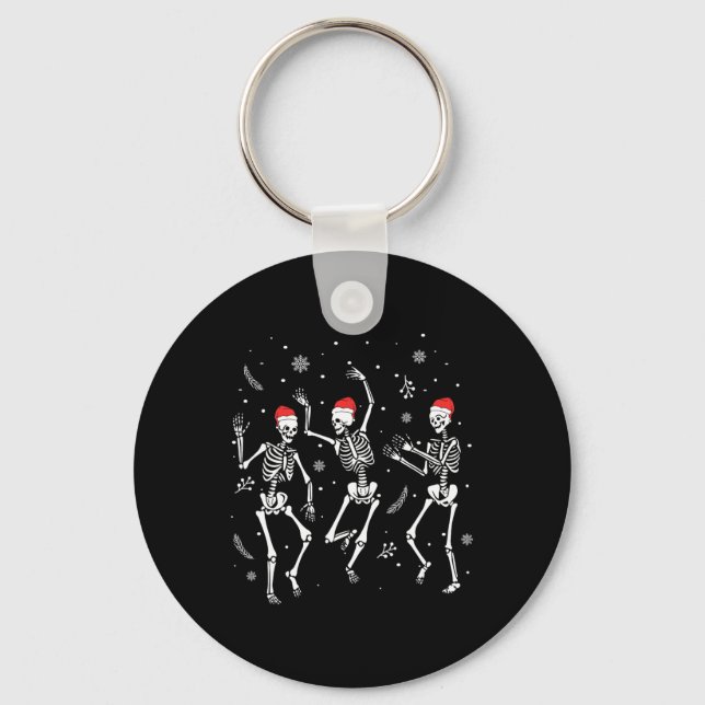 Dancing Skeleton Christmas 2025 Spooky Funny Chris Key Ring (Front)