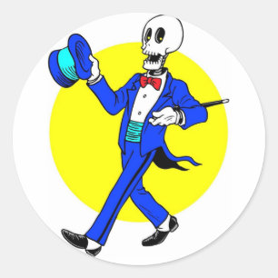 Dancing Skeleton Classic Round Sticker