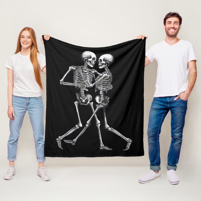 Dancing Skeleton Couple Fleece Blanket (In Situ)