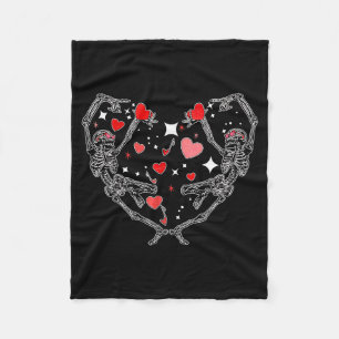 Dancing Skeleton Couple Heat Valentine Day Men Wom Fleece Blanket
