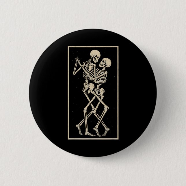 Dancing Skeleton Couple – Romantic Gothic Hallowee 6 Cm Round Badge (Front)