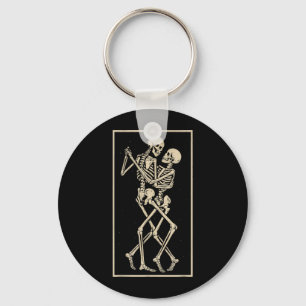 Dancing Skeleton Couple Romantic Gothic Halloween Key Ring