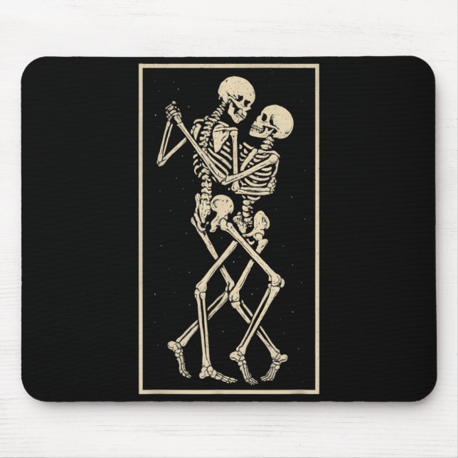 Dancing Skeleton Couple Romantic Gothic Halloween Mouse Pad (Front)