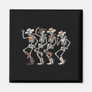 Dancing Skeleton Cowboys Western Country Rodeo Hal Magnet