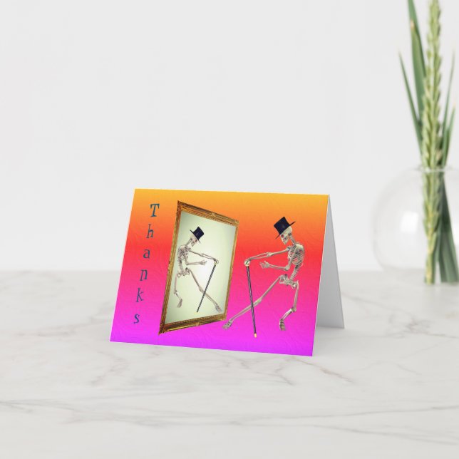 Dancing Skeleton Cute Thank You Card (Front)