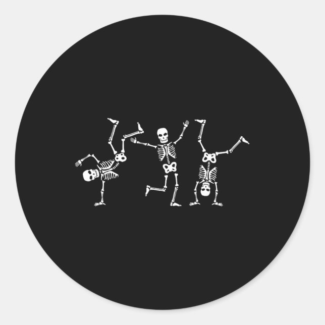 Dancing Skeleton Dance Challenge Halloween Scary S Classic Round Sticker (Front)